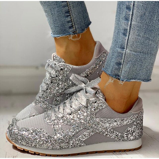 Claudine - Baskets automne à paillettes femme